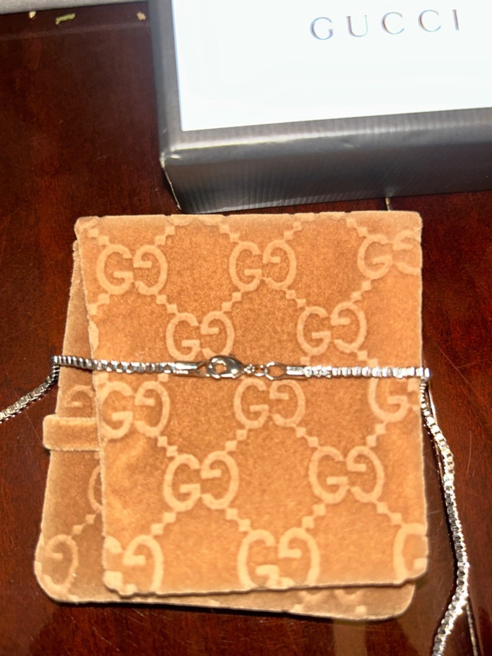 🥳Gucci Silver Double-Bar Pendant Necklace Set - Picture 7 of 8